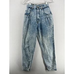PUNKY Jeans Juniors 7 x 29 Tapered Denim High Waist Acid Wash Cotton Blue HK VTG